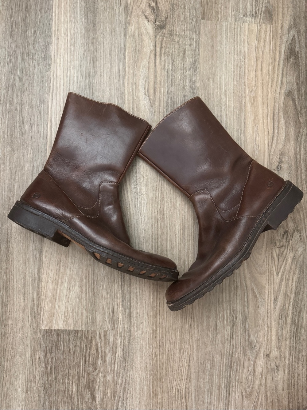 Born Men's Brown Leather Pull-On Mid-Calf Boots